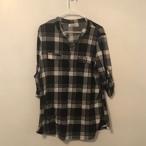 Gently Used Black & White Plaid Shirt